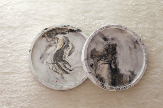 Black Gold Marble Round Coaster (2 Pieces)