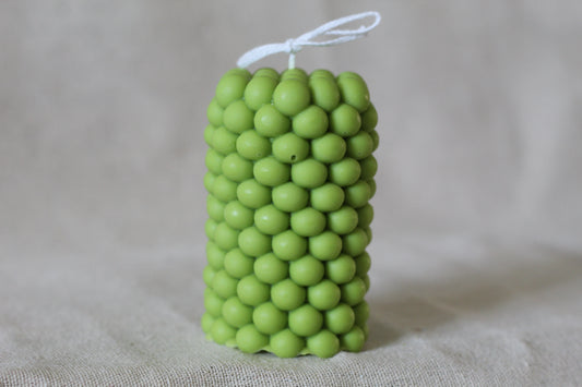 Avocado Green Honeycomb Cylinder - Apple Bourbon Scented